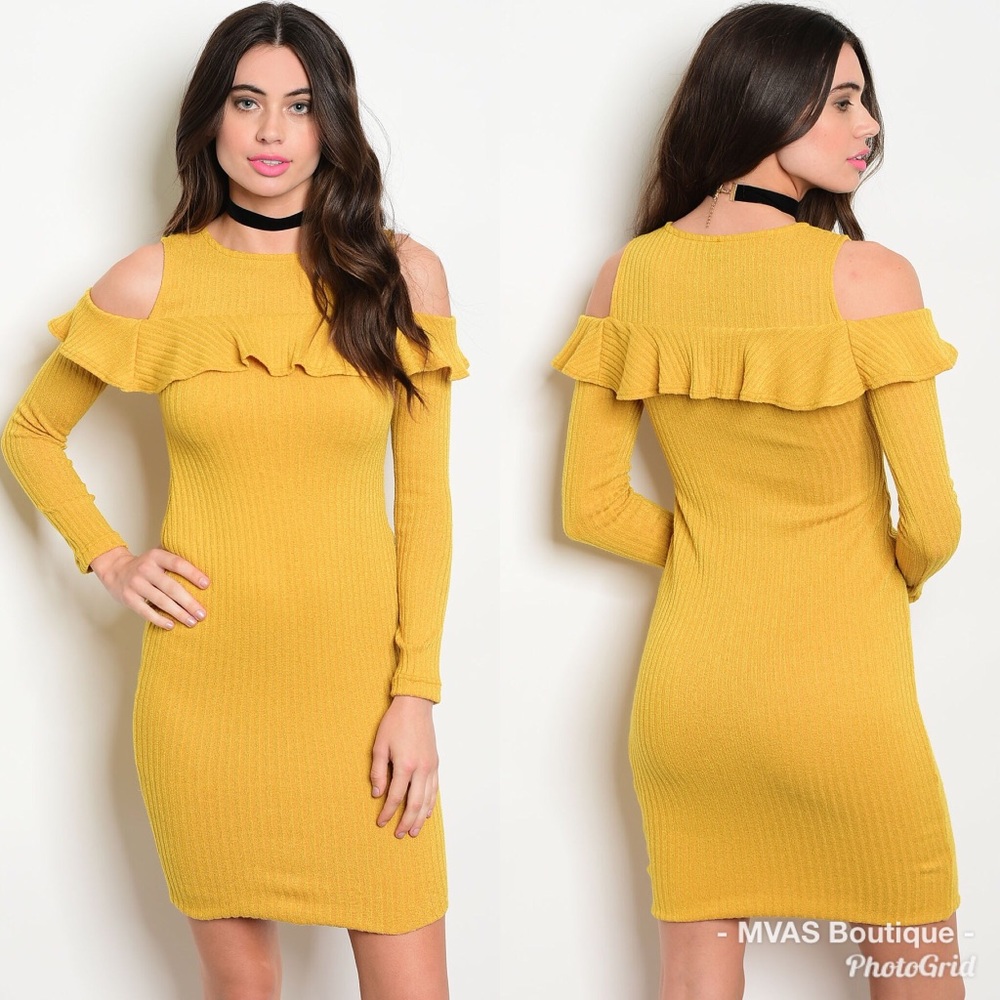 Mustard Ruffle Dress | MAKE A OFFER